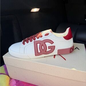 BNWT DOLCE & GABBANA White and Red DG Sneakers